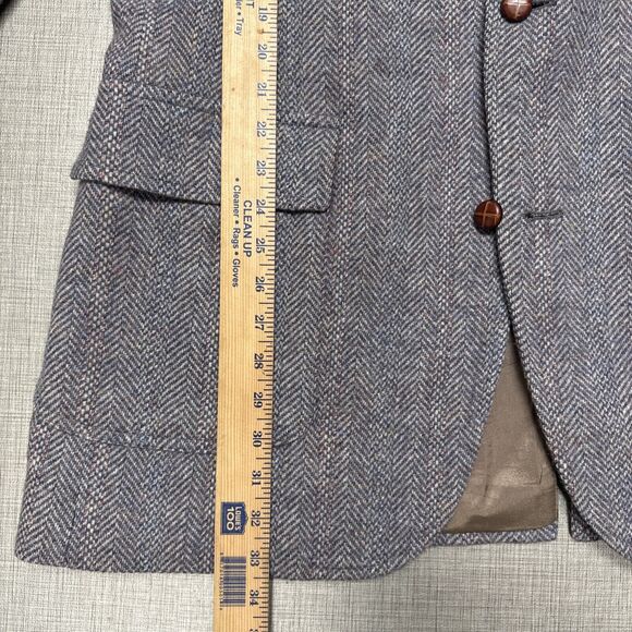 Vtg Pendleton Tweed Blazer Men 44L Gray Wool 2 Button Blazer Elbow Suede - Picture 5 of 7